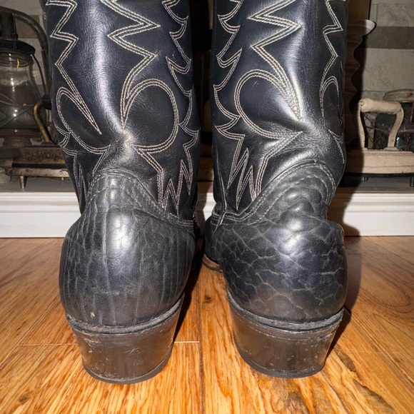 Valentino Palomino 932 Black Mens Size 10.5 EE Leather USA Cowboy boots GUC - Picture 5 of 13